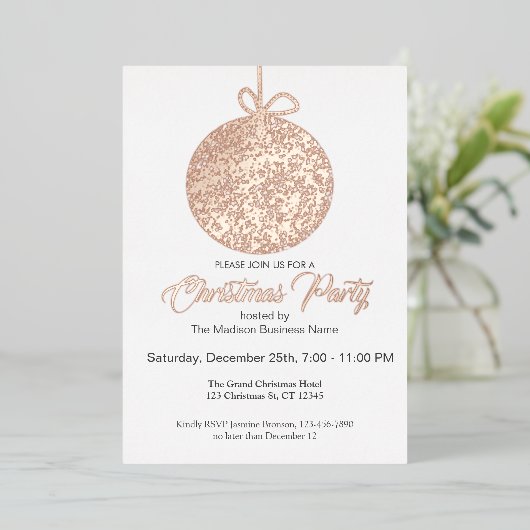 Elegante Foil Ornament Weihnachten Party Einladung (Stehend vorne)