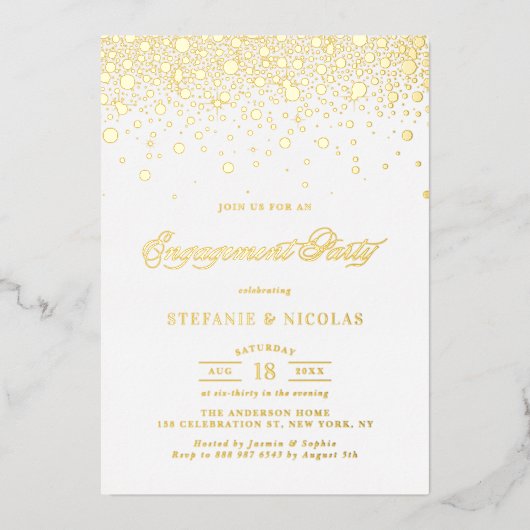 Elegante Foil Pressed Confetti Engagement Party Folieneinladung (Vorderseite)