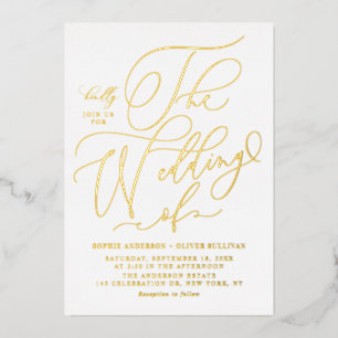 Elegante Foil Pressed Whimsical Calligraphy Weddin Folieneinladung