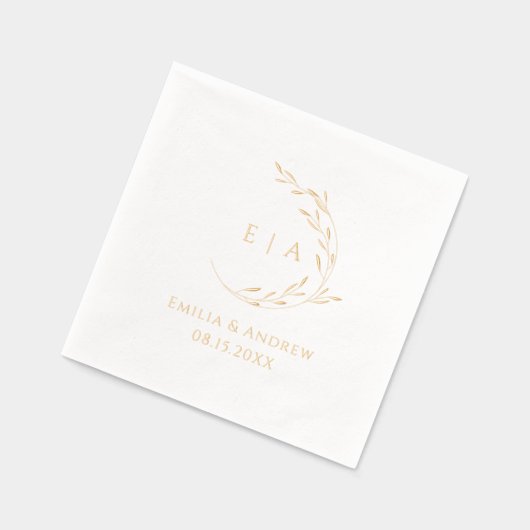 Elegante Foil Wedding Napkins Personalisiert Servietten Mit Folie (Links)