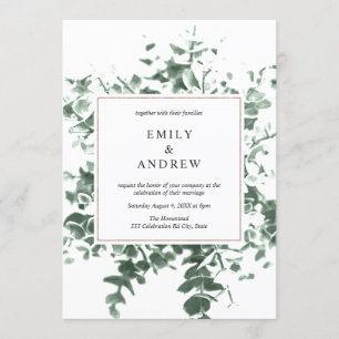 Elegante Foilage Greenery & Rose Gold Frame Weddin Einladung