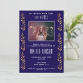 Elegante Folage Graduate Foto Graduate Party Einladung (Stehend Vorderseite)