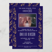 Elegante Folage Graduate Foto Graduate Party Einladung (Vorne/Hinten)