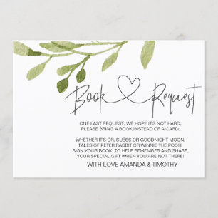 Elegante Foliage Baby Shower Book Request Cards Einladung
