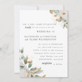 Elegante Foliage Cream Bride Eltern Hochzeitmatte Einladung (Vorderseite)