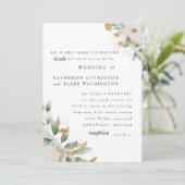 Elegante Foliage Cream Bride Eltern Hochzeitmatte Einladung (Stehend Vorderseite)