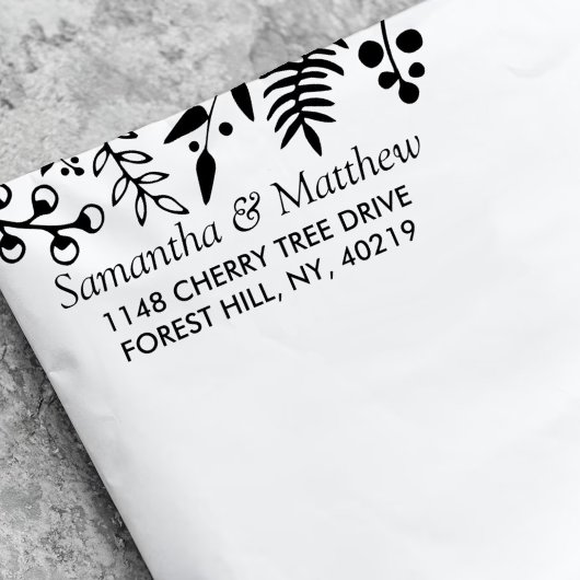 Elegante Foliage Floral Wedding Permastempel