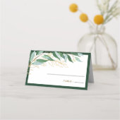 Elegante Foliage Forest Green Gold Hochzeit Platzkarte (Rückseite)