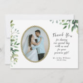 Elegante Foliage & Goldperlenhochzeit Dankeskarte (Vorderseite)