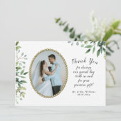 Elegante Foliage & Goldperlenhochzeit Dankeskarte (Stehend Vorderseite)