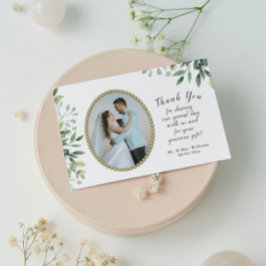 Elegante Foliage & Goldperlenhochzeit Dankeskarte