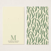 Elegante Foliage Green Cream Earring Display Cards (Vorne & Hinten)