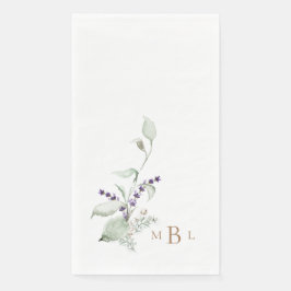 Elegante Foliage Lavender Gold Monogram Wedding Serviette