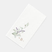 Elegante Foliage Lavender Gold Monogram Wedding Serviette (Ecke)