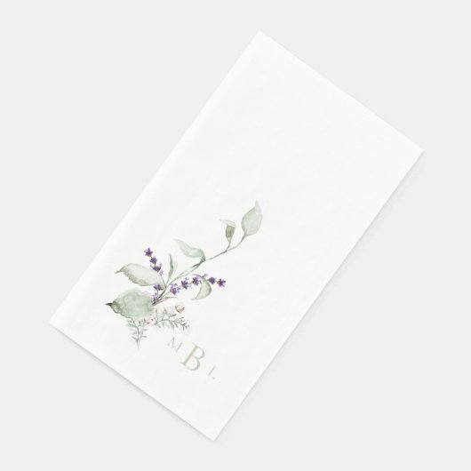 Elegante Foliage Lavender Mint Monogram Wedding Serviette (Ecke)