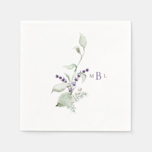Elegante Foliage & Lavender Monogram II Hochzeit Serviette