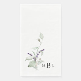 Elegante Foliage Lavender Monogram Wedding Serviette