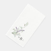 Elegante Foliage Lavender Monogram Wedding Serviette (Ecke)
