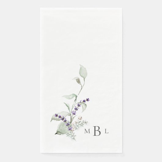 Elegante Foliage & Lavender Monogram Wedding Serviette (Vorderseite)