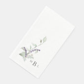 Elegante Foliage & Lavender Monogram Wedding Serviette (Ecke)
