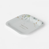 Elegante Foliage Light Sage Couple Names Pappteller (Gewinkelt)