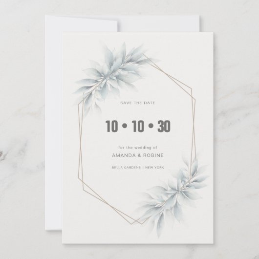 Elegante Foliage Modern Save The Date (Vorderseite)
