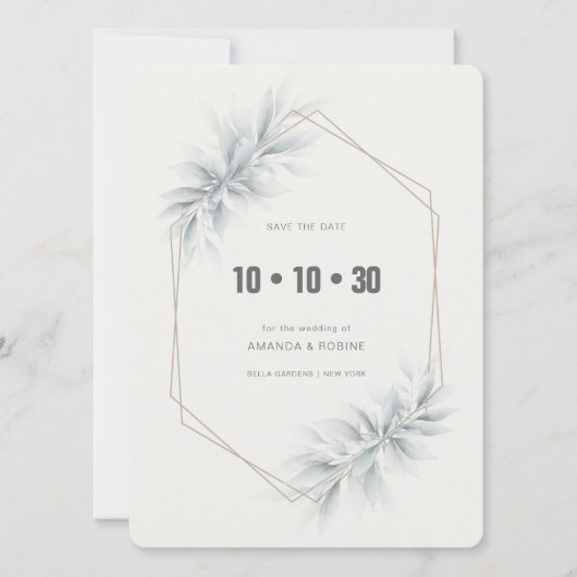 Elegante Foliage Modern Save The Date (Vorderseite)
