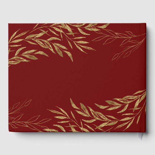 Elegante Foliage Red und Gold Quinceanera Gästebuch (Rückseite)