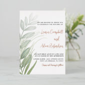 Elegante Foliage Rose Gold Hochzeit Einladung (Stehend vorne)
