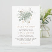 Elegante Foliage Sage Virtual Wedding Einladung (Stehend Vorderseite)