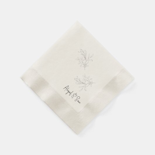 Elegante Foliage Script Cream Wedding Serviette (Ecke)