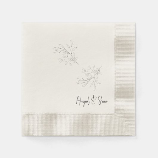 Elegante Foliage Script Cream Wedding Serviette (Vorderseite)
