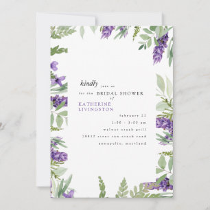 Elegante Foliage- und Lavendel-Hochzeitseinladung Einladung