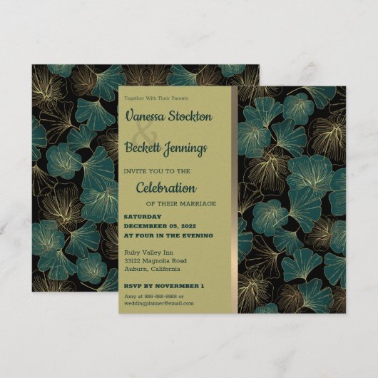 Elegante Foliage Wedding Einladung (Vorne/Hinten)