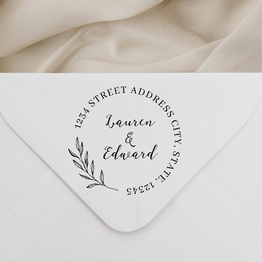 Elegante Foliage Wedding Rücksendeadresse Permastempel