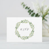 Elegante Foliage Wreath Floral Wedding RSVP Karte (Stehend Vorderseite)