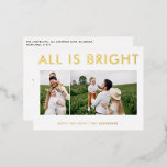 Elegante Folie 2 Foto Moderne Folie Postkarte<br><div class="desc">Schwarz-weiß und Folie 2 Foto Collage Moderne lustige Familienfeste Postkartendesign.</div>