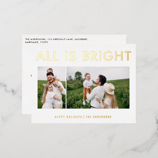 Elegante Folie 2 Foto Moderne Folie Postkarte (Vorderseite/Rückseite)