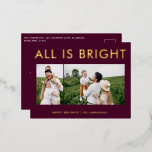 Elegante Folie 2 Foto Moderne Folie Postkarte<br><div class="desc">Rot und Folie 2 Foto Collage Moderne lustige Familienweihnachtsauftritte.</div>