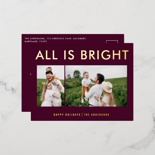 Elegante Folie 2 Foto Moderne Folie Postkarte (Vorderseite/Rückseite)