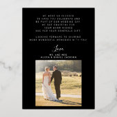 Elegante Folie Drehbuch Foto Hochzeit danke Karte (Rückseite)