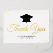 elegante Folie Gold Abschluss Dankeschön Karte (Vorderseite)