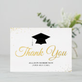 elegante Folie Gold Abschluss Dankeschön Karte (Stehend vorne)