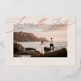 Elegante Folie Save the Date auf Foto gepresst Folieneinladung
