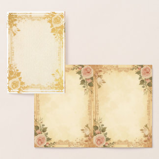 Elegante Folienkarte – Vintage-Rosen-Design