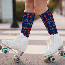 Elegante Folk Art Florenz Hübsches blaues Wasser Socken