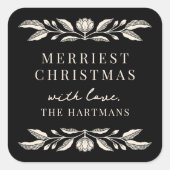 Elegante Folk Art Florenz Personalisierte Weihnach Quadratischer Aufkleber (Vorderseite)
