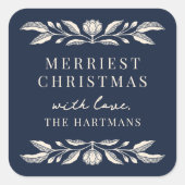Elegante Folk Art Florenz Personalisierte Weihnach Quadratischer Aufkleber (Vorderseite)