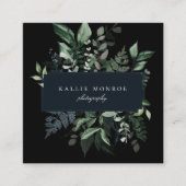 Elegante Forest Foliage Frame Square Business Card Quadratische Visitenkarte (Vorderseite)