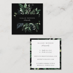 Elegante Forest Foliage Frame Square Business Card Quadratische Visitenkarte